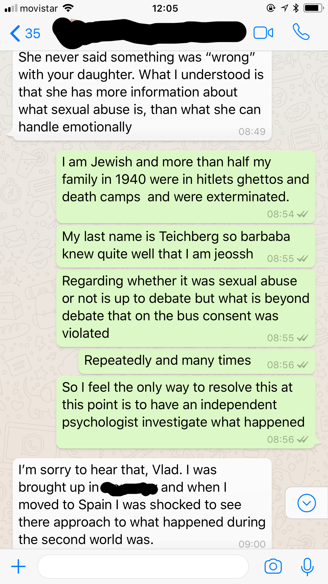 WhatsApp chat with a parent after the nazi salute meeting 2