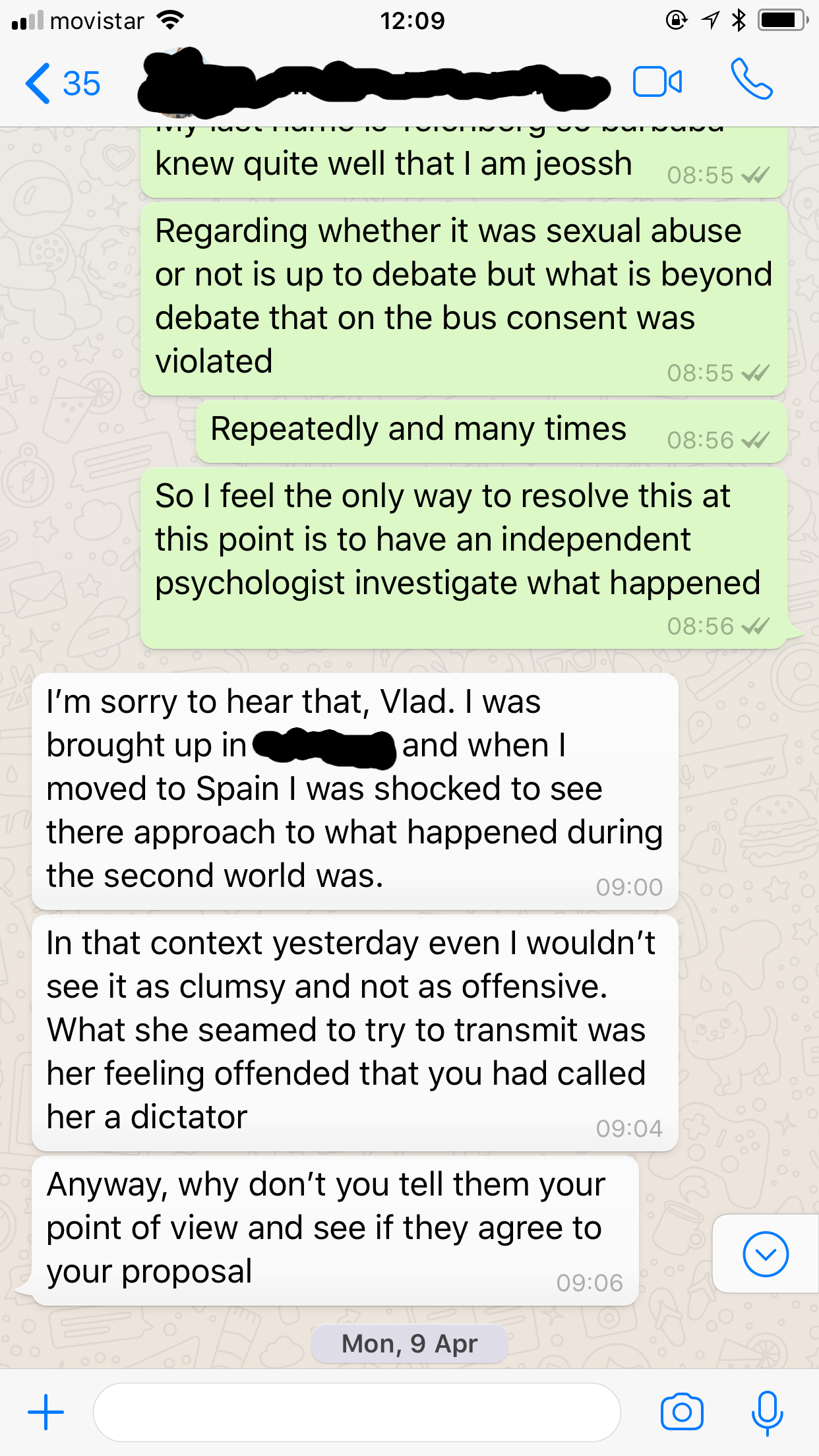 WhatsApp chat with a parent after the nazi salute meeting 3